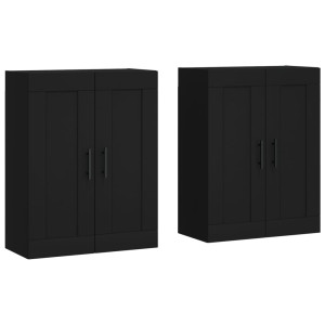 Armarios de pared 2 uds madera de ingeniería negro H