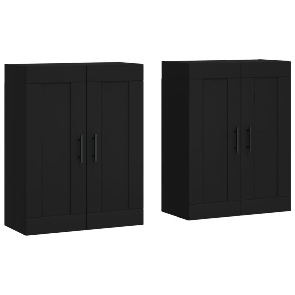 Armarios de pared 2 uds madera de ingeniería negro M 2