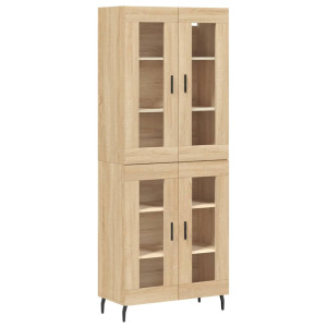Aparador alto madera contrachapada color roble 69.5x34x180 cm H