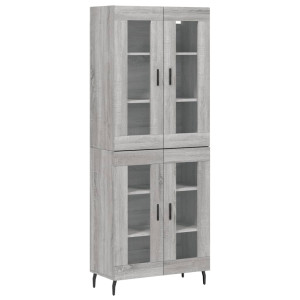 Aparador alto madera contrachapada gris sonoma 69.5x34x180 cm H