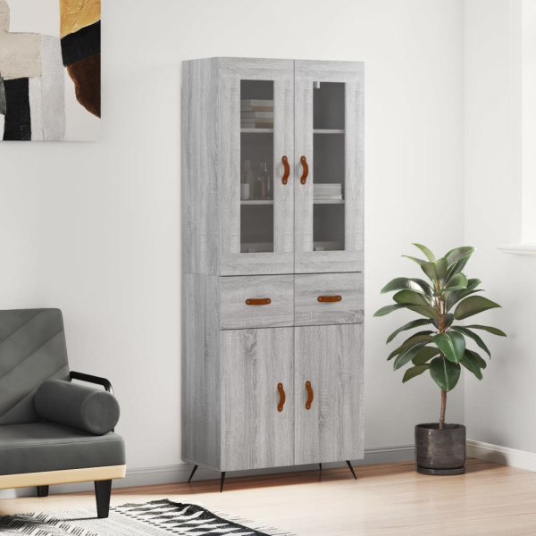 Aparador alto madera contrachapada gris sonoma 69.5x34x180 cm D