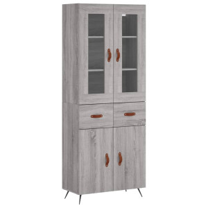 Aparador alto madera contrachapada gris sonoma 69.5x34x180 cm H