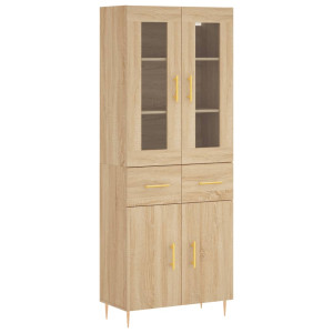 Aparador alto madera contrachapada color roble 69.5x34x180 cm H