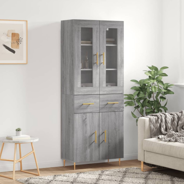 Aparador alto madera contrachapada gris sonoma 69.5x34x180 cm D
