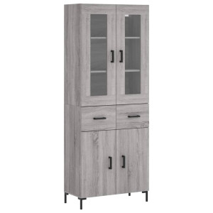 Aparador alto madera contrachapada gris sonoma 69.5x34x180 cm H
