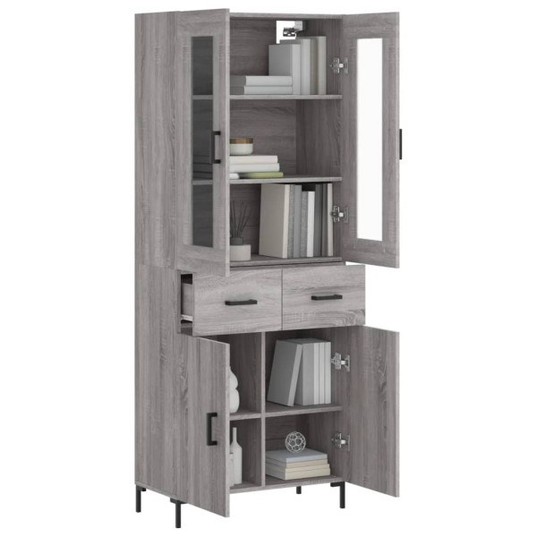 Aparador alto madera contrachapada gris sonoma 69.5x34x180 cm M 3