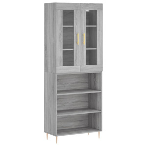 Aparador alto madera contrachapada gris sonoma 69.5x34x180 cm H