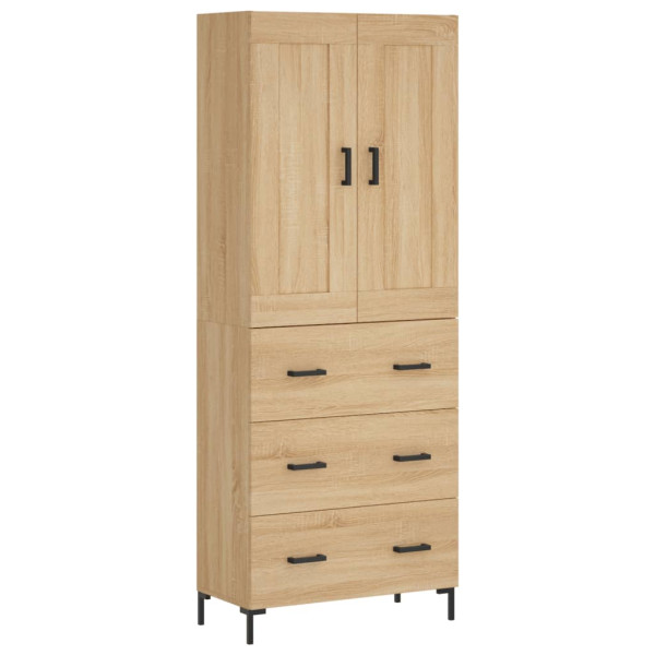 Aparador alto madera contrachapada color roble 69.5x34x180 cm M 2