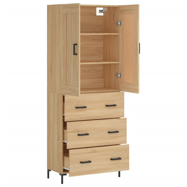 Aparador alto madera contrachapada color roble 69.5x34x180 cm M 4
