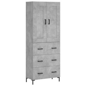 Aparador alto madera contrachapada gris hormigón 69.5x34x180 cm H