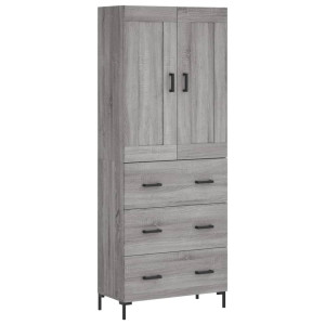 Aparador alto madera contrachapada gris sonoma 69.5x34x180 cm H