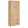 Aparador alto madera contrachapada color roble 69.5x34x180 cm 2