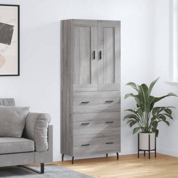 Aparador alto madera contrachapada gris sonoma 69.5x34x180 cm D