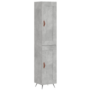 Aparador de madera contrachapada gris hormigón 34.5x34x180 cm H