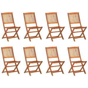 Set de comedor de jardín 9 piezas madera maciza de acacia H