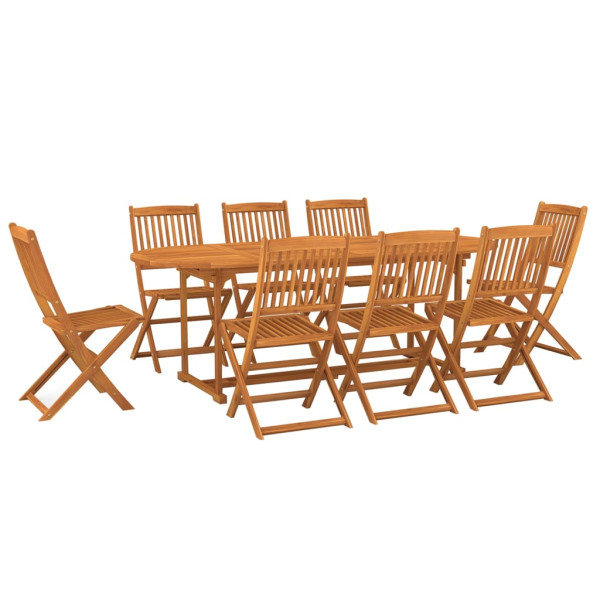 Set de comedor de jardín 9 piezas madera maciza de acacia D