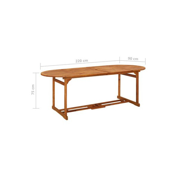 9 pcs conjunto de jantar para jardim 220x90x75 cm acácia maciça M 7