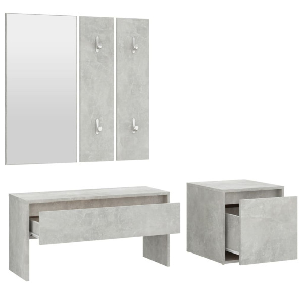 Juego de muebles recibidor madera contrachapada gris hormigón M 5