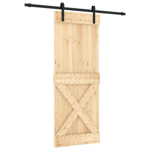 Puerta corredera con herrajes madera maciza de pino 80x210 cm H