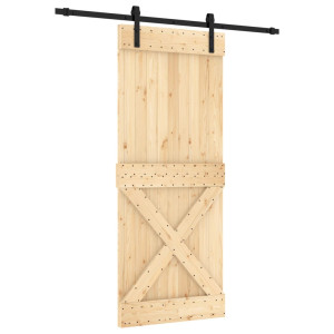 Puerta corredera con herrajes madera maciza de pino 85x210 cm H