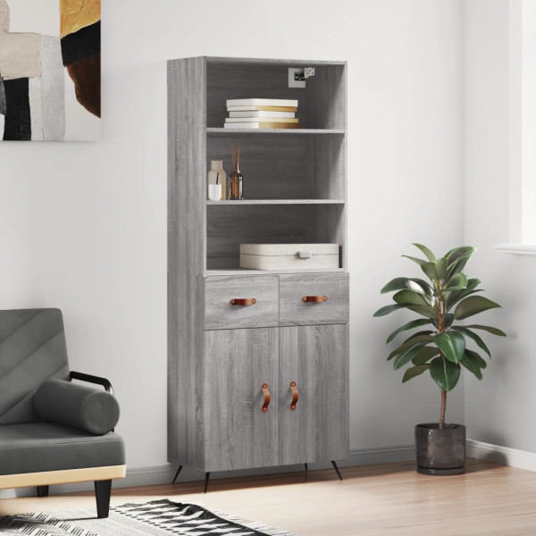 Aparador alto madera contrachapada gris sonoma 69.5x34x180 cm D