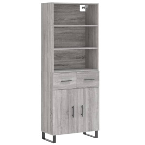 Aparador alto madera contrachapada gris sonoma 69.5x34x180 cm H