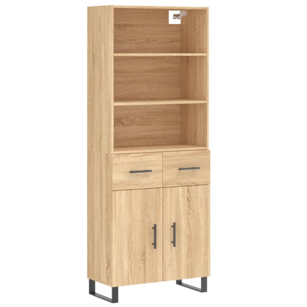Aparador alto madera contrachapada color roble 69.5x34x180 cm M 2