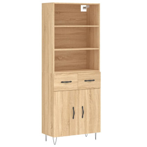 Aparador alto madera contrachapada color roble 69.5x34x180 cm H