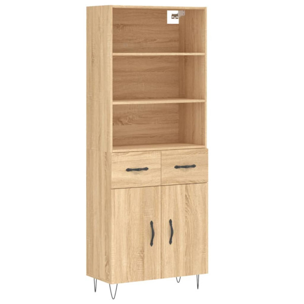 Aparador alto madera contrachapada color roble 69.5x34x180 cm M 2