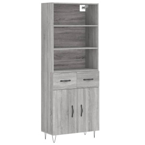 Aparador alto madera contrachapada gris sonoma 69.5x34x180 cm H