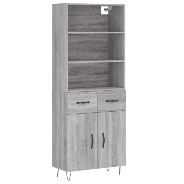 Aparador alto madera contrachapada gris sonoma 69.5x34x180 cm M 2