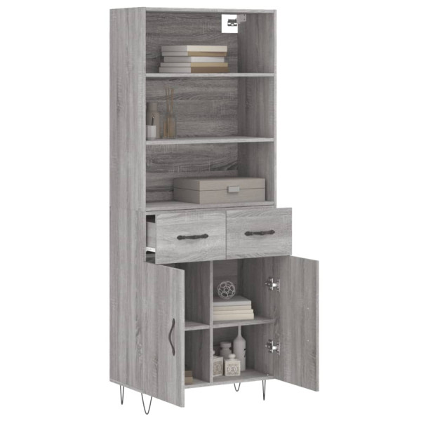Aparador alto madera contrachapada gris sonoma 69.5x34x180 cm M 3