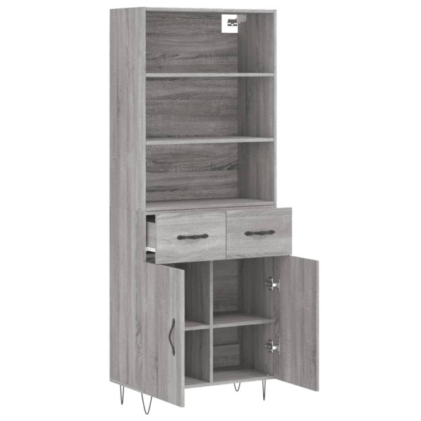 Aparador alto madera contrachapada gris sonoma 69.5x34x180 cm M 4