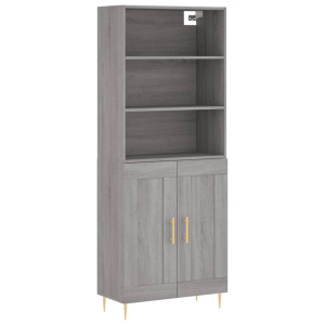 Aparador alto madera contrachapada gris sonoma 69.5x34x180 cm H