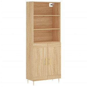Aparador alto madera contrachapada color roble 69.5x34x180 cm H