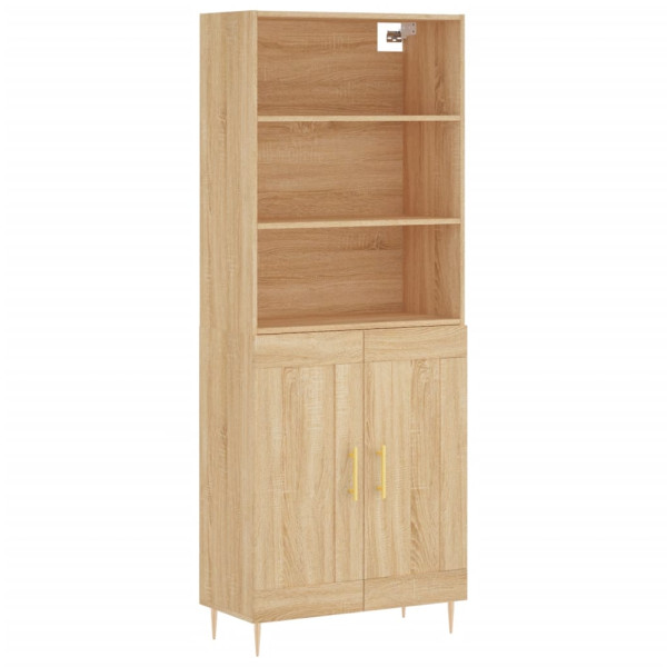Aparador alto madera contrachapada color roble 69.5x34x180 cm M 2