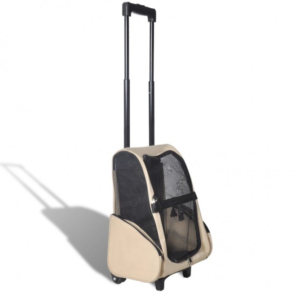 Carrito trolley plegable multiusos para mascotas beige D