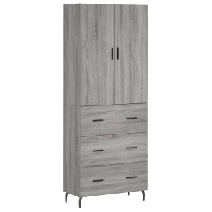 Aparador alto madera contrachapada gris sonoma 69.5x34x180 cm H