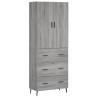 Aparador alto madera contrachapada gris sonoma 69.5x34x180 cm 2