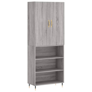 Aparador alto madera contrachapada gris sonoma 69.5x34x180 cm H