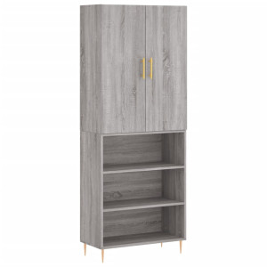 Aparador alto madera contrachapada gris sonoma 69.5x34x180 cm H