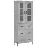Aparador alto madera contrachapada gris hormigón 69.5x34x180 cm 2