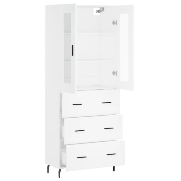 Aparador alto madera contrachapada blanco 69.5x34x180 cm M 4