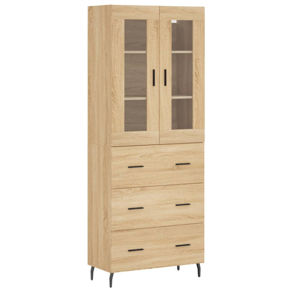 Aparador alto madera contrachapada color roble 69.5x34x180 cm M 2