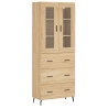 Aparador alto madera contrachapada color roble 69.5x34x180 cm 2