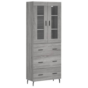 Aparador alto madera contrachapada gris sonoma 69.5x34x180 cm H
