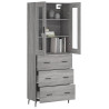Aparador alto madera contrachapada gris sonoma 69.5x34x180 cm 3