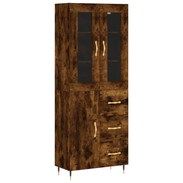 Aparador alto madera contrachapada roble ahumado 69.5x34x180 cm M 2