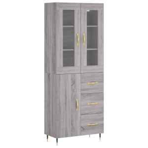 Aparador alto madera contrachapada gris sonoma 69.5x34x180 cm H