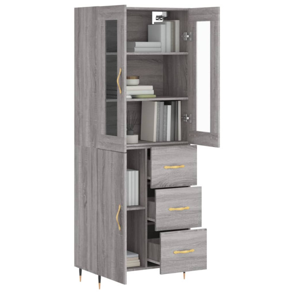 Aparador alto madera contrachapada gris sonoma 69.5x34x180 cm M 3